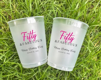 Custom Birthday Frosted Cups - Milestone Design for 21st 30th 40th 50th 60th - Personalized - Birthday Party Cups - Backyard BBQ, Pool Party