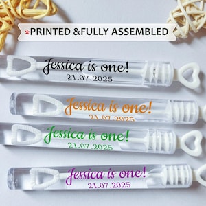 Custom Bubble Wands – Pre-Filled with Bubble Solution & Personalized Name – Baby Shower, Birthday, Gender Reveal, Classroom or Kids Favors
