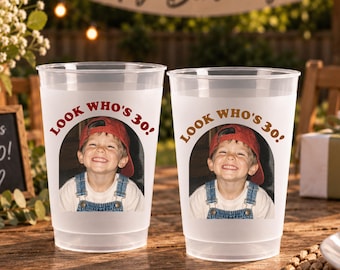 Custom Photo Frosted Cups, Personalized Birthday Cups, 30th Birthday Party Favors, Photo Birthday Cups, Milestone Birthday, Custom Party Cup
