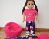 Galaxy Sleeping Bag, Bean Bag Chair, Pajamas for a 18 quot Dolls like American Girl Doll