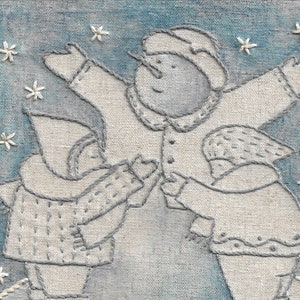 56 Winter Friends snowman and little children hand embroidery pattern