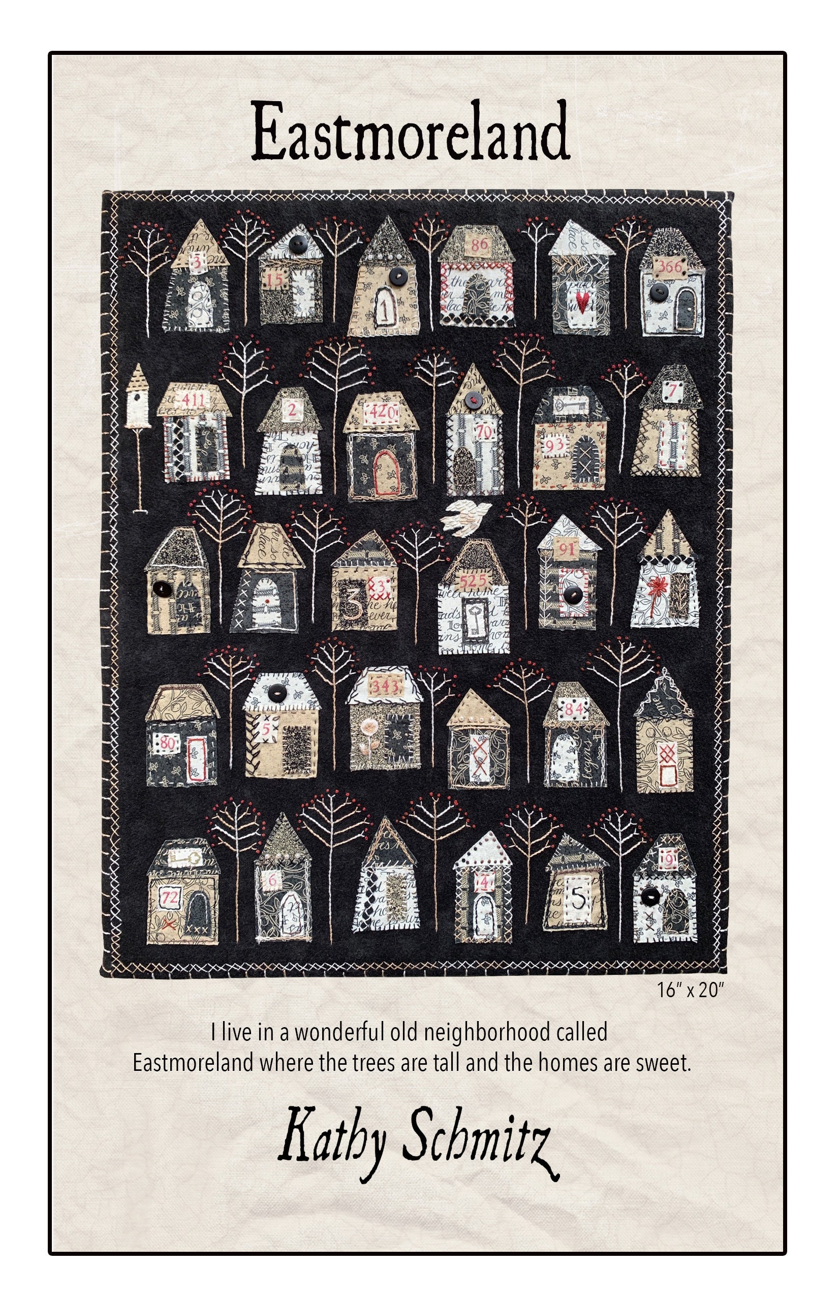 Eastmoreland neighborhood appliqué and embroider pattern with houses …