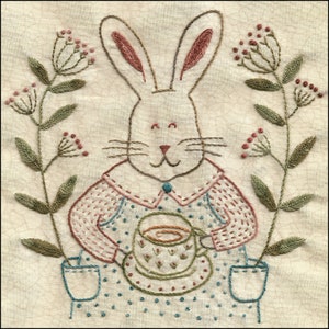 58 March Hare hand embroidery bunny pattern