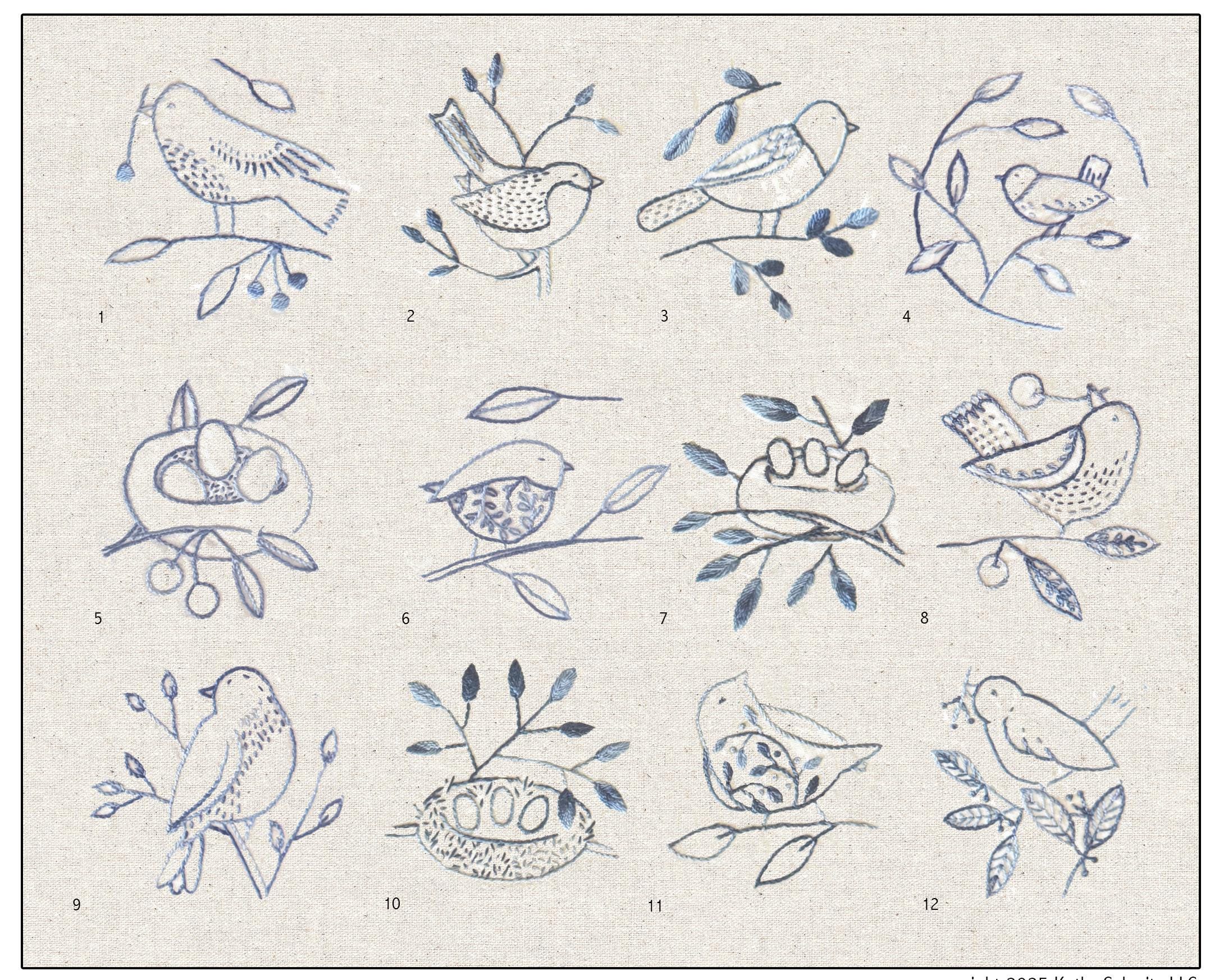 6 - Birds of a Feather -  12 embroidery designs for June