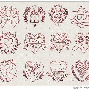 2 Heartfelt - 12 embroidery designs for February and Valentines Day