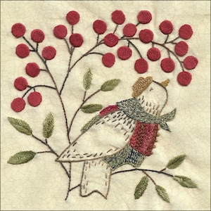 60 Berry Goodness bird and berries hand embroidery patter image 1