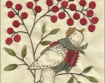 60 Berry Goodness bird and berries hand embroidery patter