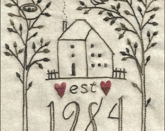 59 Our Story hand embroidery pattern house and year or animals