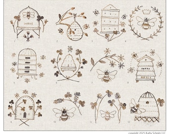 3 Bienensegen - 12 Stickmuster für März und Bienen
