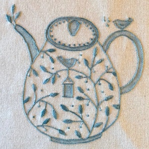 85 Tweety Tea Birds  hand embroidery PDF pattern