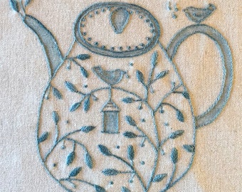 85 Tweety Tea Birds  hand embroidery PDF pattern