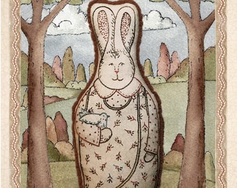 Embroidery soft toy rabbit pattern