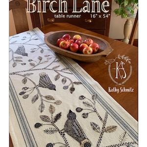 Birch Lane table runner PDF download applique and embroidery pattern