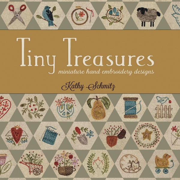 Tiny Treasures PDF DESCARGAR libro de diseño de bordado a mano en miniatura 72 diseños y 1 patrón hexie colgante de pared