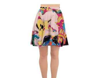 Tennis skirt pickleball skirt golf skate skirt sport wear summer skirt abstract painting art