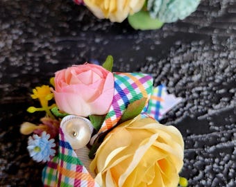 Artificial Flower Corsage and Boutonniere Set, Wedding Accessories, Prom Floral Wristlet(208)