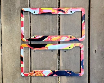 License Plate Frame fine art original painting abstract contemporary art home decor car travel fashion