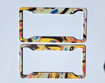 License Plate Frame fine art original painting abstract contemporary art home decor car travel fashion