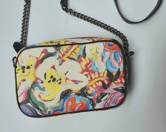 Camera Bag abstract floral painting original art fashion bag crossbody bag