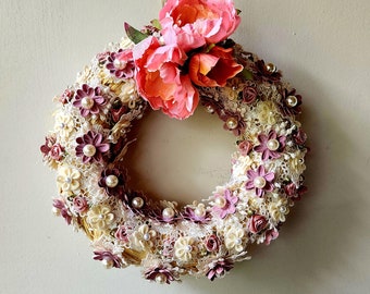 Wreath with artificial flowers