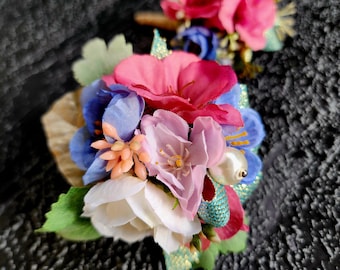 Artificial Flower Corsage and Boutonniere Set, Wedding Accessories, Prom Wristlet(207)