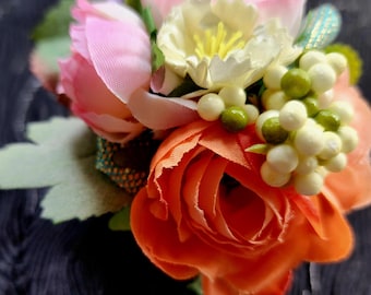 Artificial Flower Corsage Boutonniere Set, Prom Wedding Party Wristband Flowers(303)