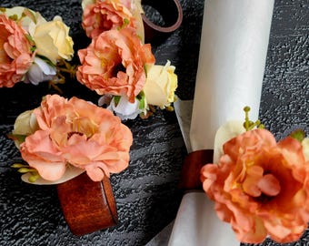 Artificial Flower Napkin Rings Set, Garden Wedding Table Decoration
