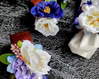 Wedding napkin ring set with artificial flowers, wedding gift, dinning table decaration (r203)