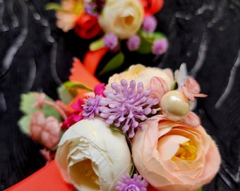 Artificial Flower Corsage and Boutonniere Set, Prom Wedding Accessories (601)