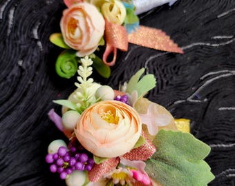 Artificial Flower Corsage and Boutonniere Set, Prom Wedding Accessories(505)