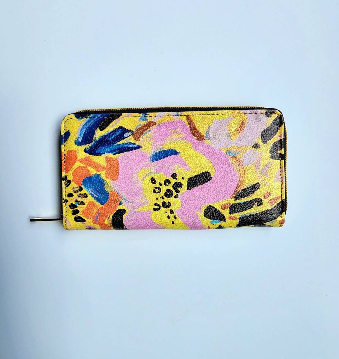 Zipper Wallet Abstract Painting Floral Art Design Contemporary Art ...
