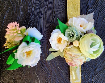 High school prom corsage and boutonniere set, wedding.