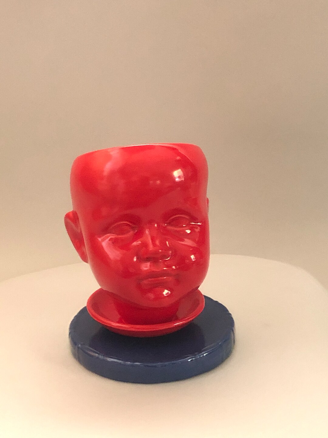 Ceramic Red Doll Head Planter Etsy