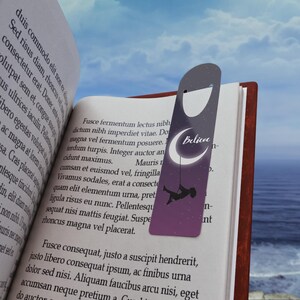 Celestial Bookmark with Girl Swinging from the Moon and &quot;Believe&quot; Inscription | Aluminum Base | Perfect Gift for Avid Readers
