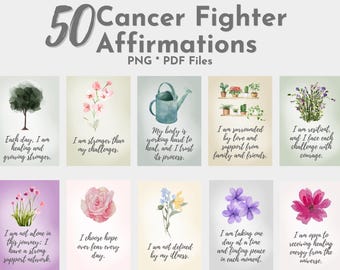 50 Affirmations for Cancer Fighters | Cancer Warriors l Watercolor Flower & Nature Designs | Instant Download l Social Media l Text Messages