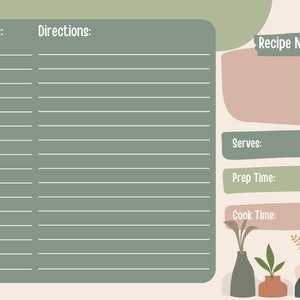 10 Boho Designed Recipe Cards | Editable Canva Template | Instant PDF & PNG Download | Printable Recipe Cards | Kitchen Organization
