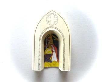 Vintage Wood Painted Nativity Scene 1980