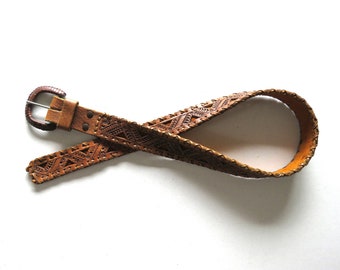 Vintage Braided Woven Mexico Leather Belt