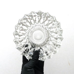 Vintage Mid Century Modern Thick Heavy Clear Glass Ashtray 7&quot;