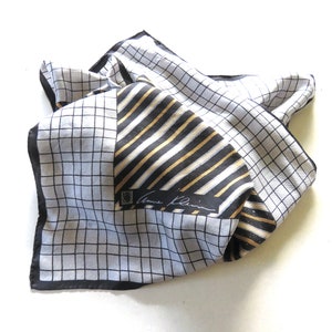 Vintage Anne Klein Scarf / Vintage Gray Black Brown Tan Printed Scarf by Anne Klein, Vintage Scarf