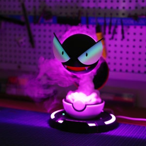 Gastly Luminous Humidifier, Personalized 3D Printed Cool Decor Desk Shelf Decoration, Pokem Nostalgia, Christmas Gamer Birthday Holiday Gift