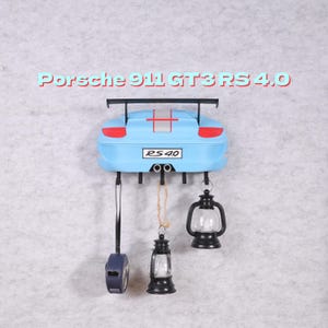 Porsche 718 GTR4 RS 4.0 Rear Key Holder Spoiler Exhaust 3D Printed Wall Hook for Gamers Car Lovers Boyfriend Gift Porsche Enthusiast Decor