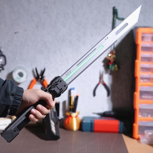 Laser Short Sword 2.0 Sci-Fi Style Modular Sword - Rechargeable Glowing Blade Carbon Fiber Spring-Loaded PLA Display Gift for Collectors