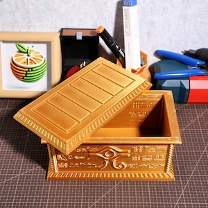 Boîte de rangement pour cartes de sarcophage dorée Yu-Gi-Oh, porte-cartes à collectionner en résine imprimée en 3D, cadeau de Noël à collectionner pour les fans de duellistes
