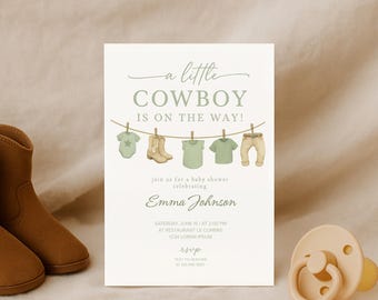 Cowboy Baby Shower Invitation, Western E-vite (Digital Download)