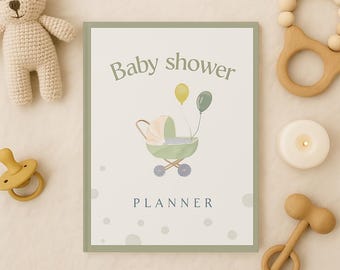 Minimal Green Baby Shower Planner, Party Checklist (Digital Download)