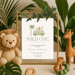 Wild One Baby Shower Invitation, Baby Shower Favors, Jungle Theme Baby, Digital Invitation, Baby Shower Invite, Safari Baby Shower, Baby Boy