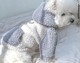Berber Fleece Dog Hoodie with Buckle - Winter Warm Puppy Sweater for Small Dogs, Cozy Pet Clothes, Hooded Sweatshirt, Cold Weather Apparel