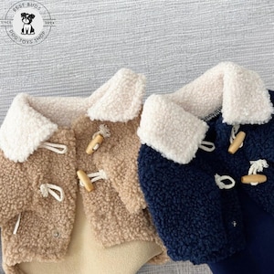Fleece Dog Clothes Cardigan- Warm Pet Coat, Puppy Jacket, Small Dog Overalls,Cozy Winter Clothing, Pet Apparel, Cold Weather Outfit, Stylish