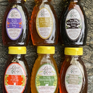 Set of 6 Kinds of Local Pure Raw Honey / fresh honey / high quality farm honey